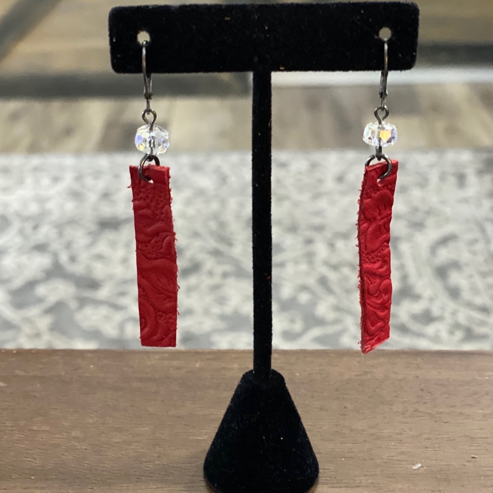 New Red leather earrings